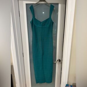 Herve Leger NWT Alpine Green Large Maxi Dress